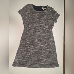 LOFT Black and Gray Textured Mini Dress